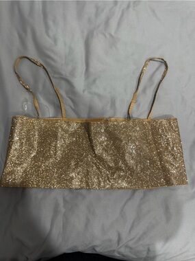 Toska Gold Sequin Bandeau with Thin Straps